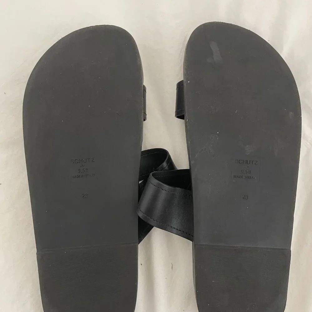 Schutz Black and Gold Sandals Size 9.5 - Picture 2 of 5